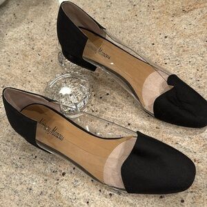 Neiman Marcus black & acrylic flats